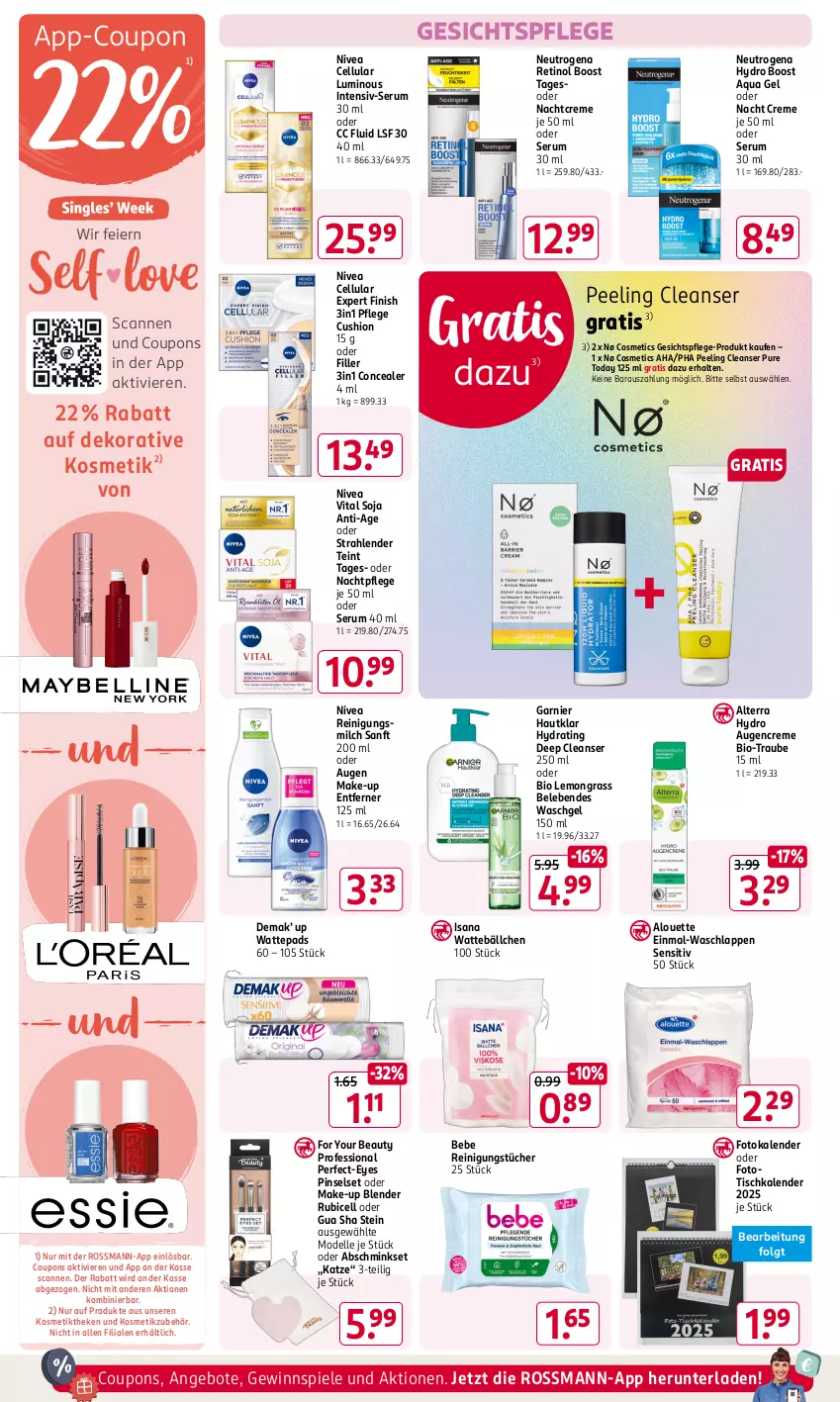 Aktueller Prospekt Rossmann - Prospekte - von 11.11 bis 15.11.2024 - strona 6 - produkty: alouette, alterra, angebot, angebote, aqua, Bebe, bio, Blender, coupon, coupons, creme, dell, elle, Finish, For Your Beauty, Fotokalender, garnier, gesichtspflege, gewinnspiel, isana, kosmetik, LG, Make-up, milch, Mode, nachtcreme, nachtpflege, neutrogena, nivea, Peeling, Pinsel, Pinselset, Reinigung, Reinigungsmilch, reinigungstücher, rum, sana, Serum, soja, Spiele, Ti, tisch, tücher, vita, waschgel, waschlappen, wattepads, Yo