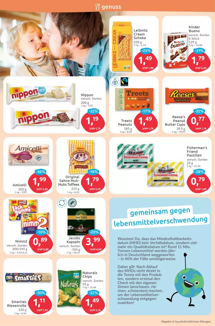 Aktueller Prospekt Budni - Prospekte - von 24.07 bis 29.07.2023 - strona 6 - produkty: amicelli, asti, butter, chips, eis, erde, gin, jacobs, Kinder, kinder bueno, lebensmittel, mac, natur, natura, nimm2, nippon, Reese's, rwe, sahne, smarties, Ti