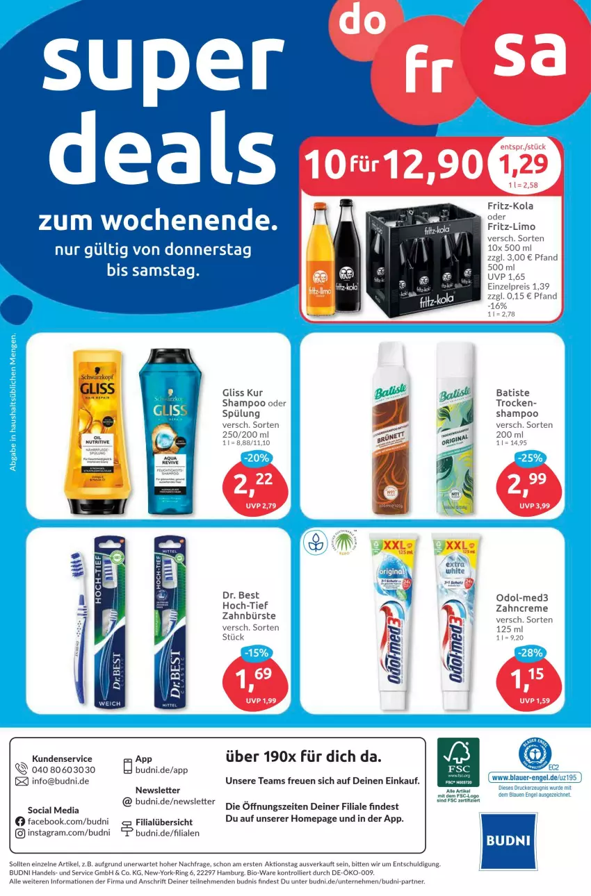 Aktueller Prospekt Budni - Prospekte - von 24.07 bis 29.07.2023 - strona 8 - produkty: auer, bio, bürste, creme, Dr. Best, drucker, eis, Engel, fritz, fritz-kola, gliss, gliss kur, kerze, limo, Odol, Omep, reis, ring, shampoo, spülung, Ti, trolli, Yo, zahnbürste, zahncreme