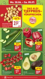 Gazetka promocyjna Aldi Nord - Von Montag - Gazetka - ważna od 05.07 do 05.07.2025 - strona 2 - produkty: aldi, avocado, eis, elle, Frühkartoffeln, gurke, kartoffel, kartoffeln, paprika, paprika rot, reis, rispentomaten, Schal, Schale, speisefrühkartoffeln, Ti, tomate, tomaten, ZTE