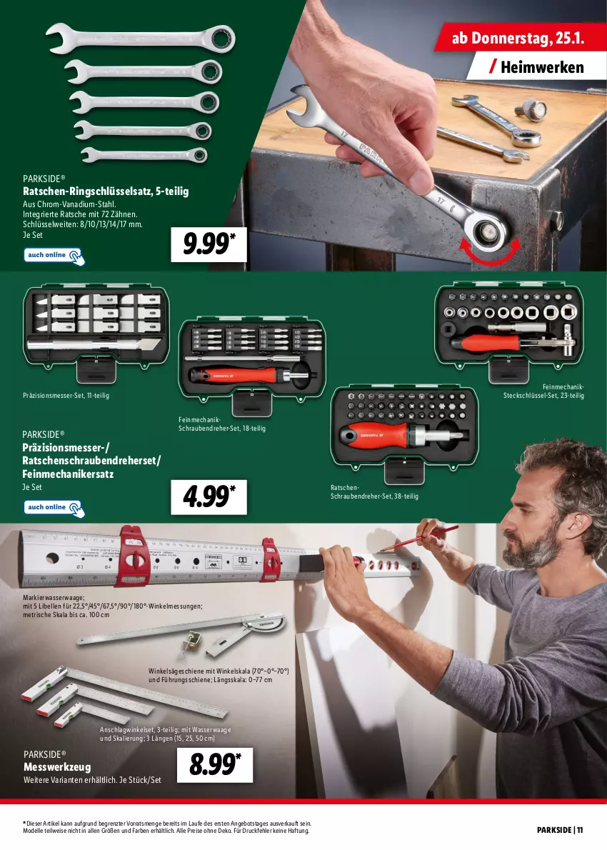 Aktueller Prospekt Lidl - Parkside - von 15.01 bis 10.02.2024 - strona 11 - produkty: angebot, dell, eis, elle, messer, Mode, Nike, Parkside, reis, Ria, ring, Ringschlüsselsatz, säge, schrauben, Schraubendreher, Ti, Waage, wasser, werkzeug, ZTE