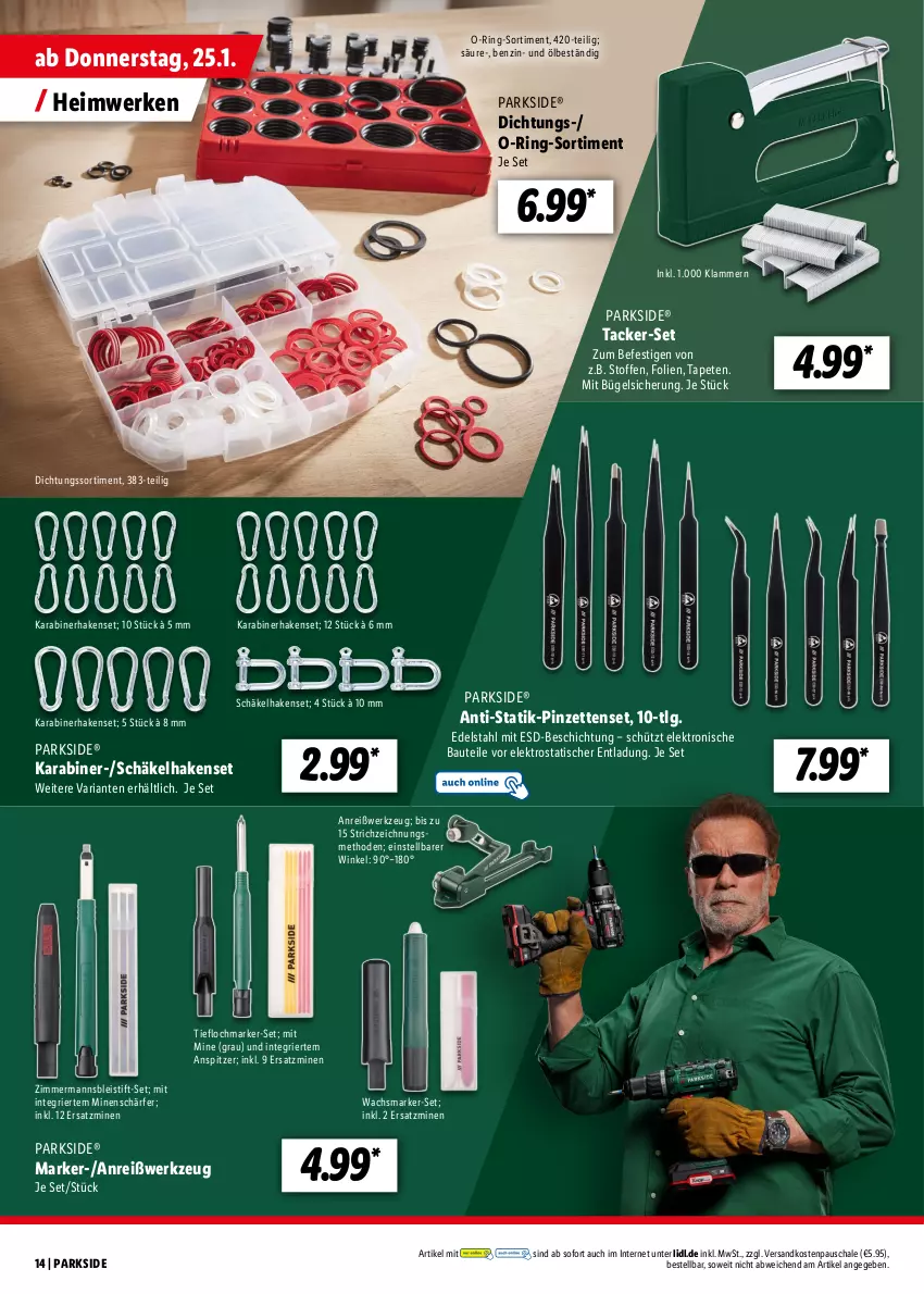 Aktueller Prospekt Lidl - Parkside - von 15.01 bis 10.02.2024 - strona 14 - produkty: Bau, Bleistift, bügel, edelstahl, eis, Elektro, Klammern, lamm, LG, ndk, Parkside, Pinzette, Ria, ring, Schal, Schale, Tapete, Tapeten, Ti, tisch, werkzeug