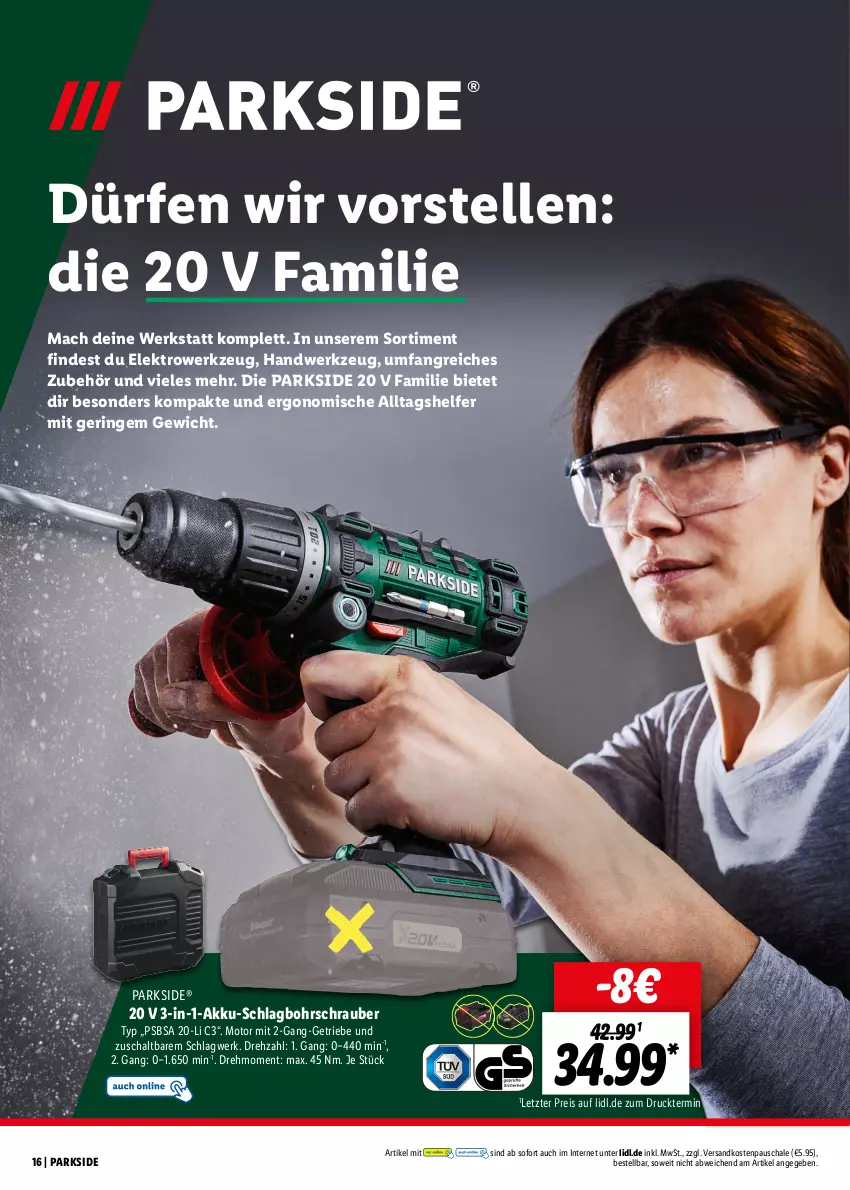 Aktueller Prospekt Lidl - Parkside - von 15.01 bis 10.02.2024 - strona 16 - produkty: akku, Akku-Schlagbohrschrauber, Bohrschrauber, eis, Elektro, elle, mac, ndk, Parkside, reis, ring, Schal, Schale, Ti, werkzeug, ZTE