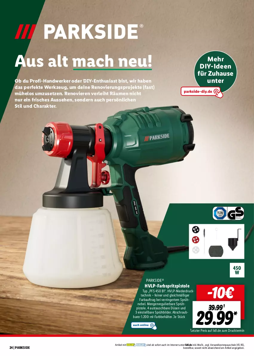 Aktueller Prospekt Lidl - Parkside - von 15.01 bis 10.02.2024 - strona 24 - produkty: aust, Bau, Behälter, eis, HP, mac, ndk, Parkside, reis, ring, Schal, Schale, Sprühpistole, Ti, werkzeug, ZTE