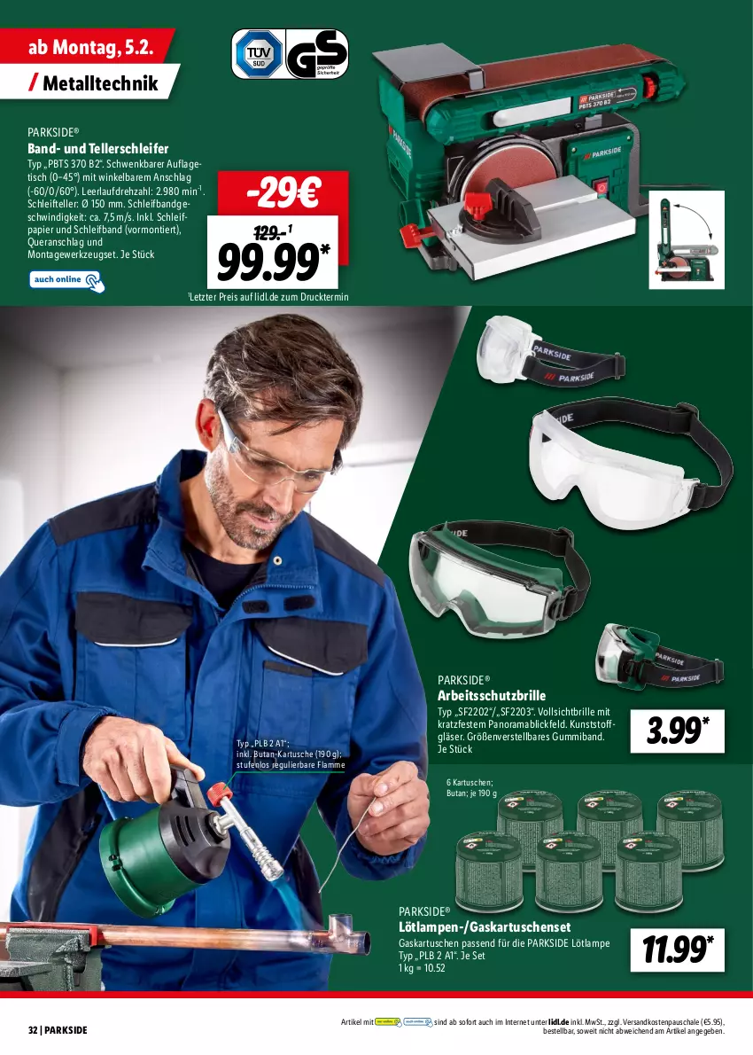 Aktueller Prospekt Lidl - Parkside - von 15.01 bis 10.02.2024 - strona 32 - produkty: Brille, eis, elle, Gläser, lamm, Lampe, mab, ndk, papier, Parkside, rama, reis, Schal, Schale, Schleifpapier, Schutzbrille, teller, Ti, tisch, werkzeug, ZTE