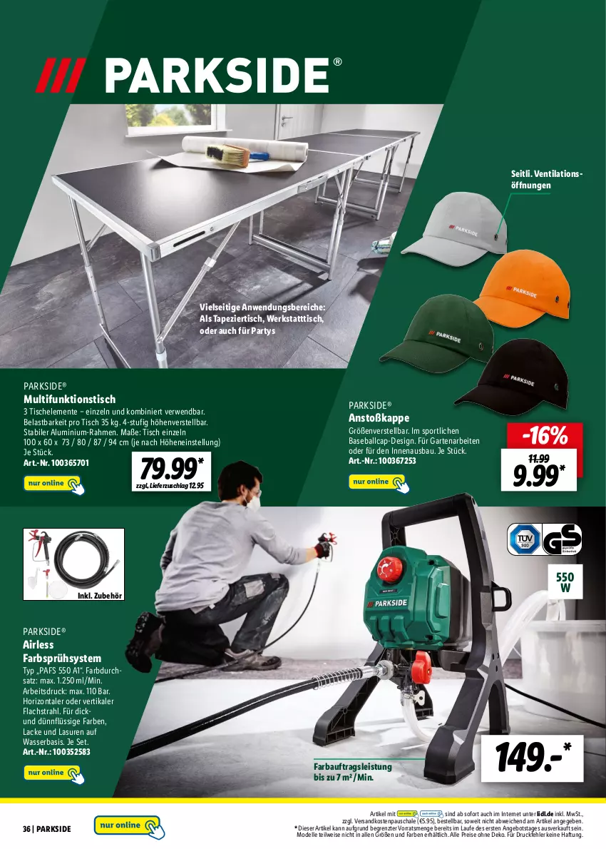 Aktueller Prospekt Lidl - Parkside - von 15.01 bis 10.02.2024 - strona 36 - produkty: angebot, ball, Bau, Cap, dell, eis, elle, ente, Garten, lachs, lack, Lacke, Mode, ndk, Parkside, reis, rwe, Schal, Schale, Sport, Ti, tisch, usb, wasser, ZTE