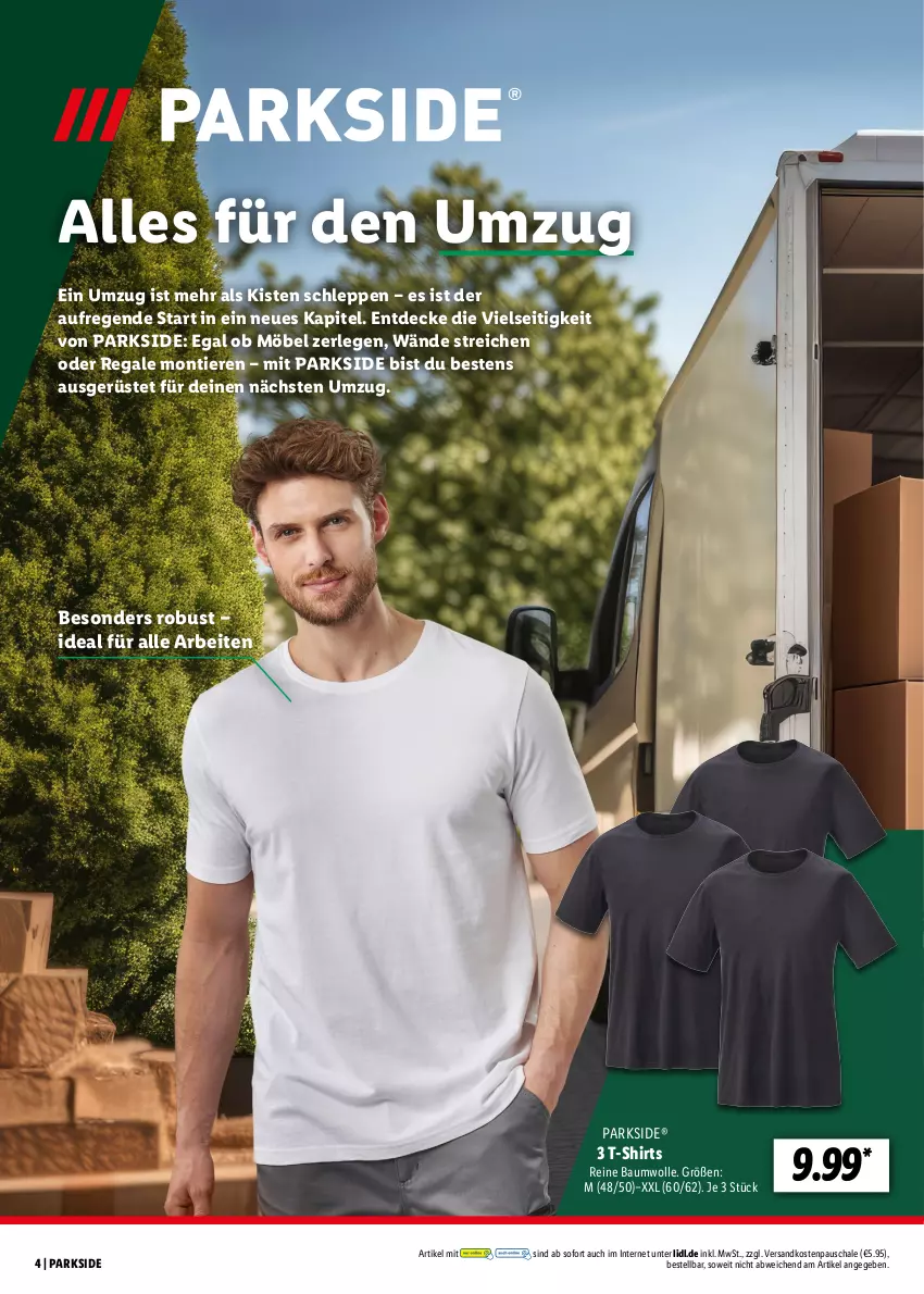 Aktueller Prospekt Lidl - Parkside - von 15.01 bis 10.02.2024 - strona 4 - produkty: Bau, baumwolle, decke, möbel, ndk, Parkside, regal, reine baumwolle, Schal, Schale, shirt, shirts, T-Shirt, Ti, Tiere, wolle