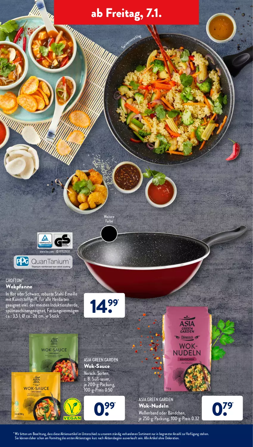 Aktueller Prospekt AldiSud - ALDI Aktuell - von 03.01 bis 08.01.2022 - strona 27 - produkty: alle artikel ohne dekoration, Asia Green Garden, auer, Crofton, crofton®, dekoration, eis, elle, erde, gin, herdarten, je 250-g-packung, maille, nudel, nudeln, pfanne, reis, sauce, spülmaschinen, Ti, wok, ZTE