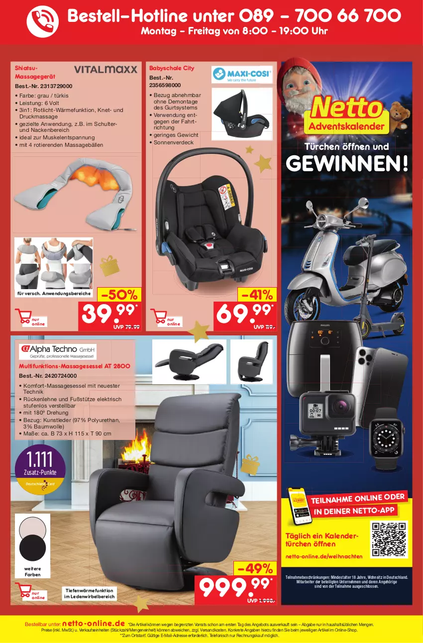 Aktueller Prospekt Netto Marken-Discount - Filial-Angebote - von 12.12 bis 17.12.2022 - strona 47 - produkty: angebot, Bau, baumwolle, eis, erde, Massagegerät, ndk, reis, ring, rückenlehne, rwe, Schal, Schale, sessel, telefon, Ti, Tiere, uhr, weihnachten, wolle, ZTE