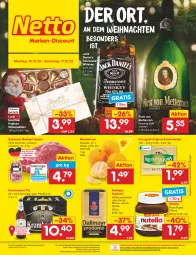 Gazetka promocyjna Netto Marken-Discount - Filial-Angebote - Gazetka - ważna od 17.12 do 17.12.2022 - strona 1 - produkty: angebot, bestpreis, bohne, butter, creme, dallmayr, dallmayr prodomo, eis, fürst von metternich, gin, irische butter, jack daniel, Jack Daniel’s, kaffee, kerrygold, krombache, krombacher, krombacher pils, lindt, mandarine, mandarinen, Mett, metternich, ndk, nuss, nutella, pils, pralinen, prodomo, reis, riesling, schwein, schweine, sekt, tennessee whiskey, Ti, weihnachten, wein, weine, whiskey, ZTE