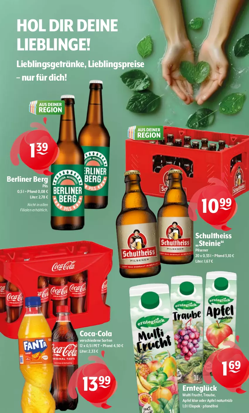 Aktueller Prospekt Getraenke Hoffmann - Prospekte - von 17.03 bis 22.03.2025 - strona 9 - produkty: apfel, berliner, coca-cola, cola, eis, frucht, getränk, getränke, natur, pils, pilsener, reis, Schultheiss, Ti