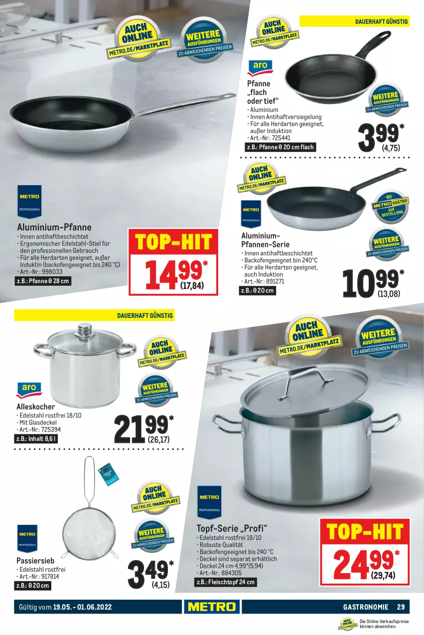 Aktueller Prospekt Metro - GastroJournal - von 19.05 bis 01.06.2022 - strona 29 - produkty: backofen, decke, Deckel, edelstahl, eis, elle, fleisch, Fleischtopf, Glasdeckel, herdarten, Kocher, Ofen, pfanne, pfannen, Rauch, reis, Ti, top-hit, topf