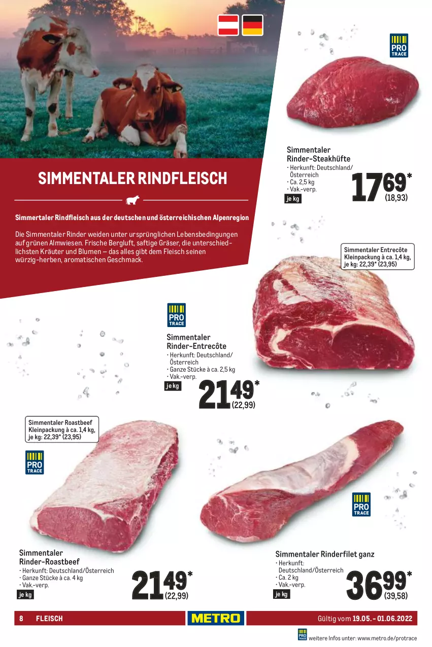 Aktueller Prospekt Metro - GastroJournal - von 19.05 bis 01.06.2022 - strona 8 - produkty: beef, blume, blumen, eis, entrecôte, filet, fleisch, kräuter, mac, Metro, rind, rinder, rinderfilet, rindfleisch, roastbeef, saft, sim, steak, steakhüfte, Ti, tisch