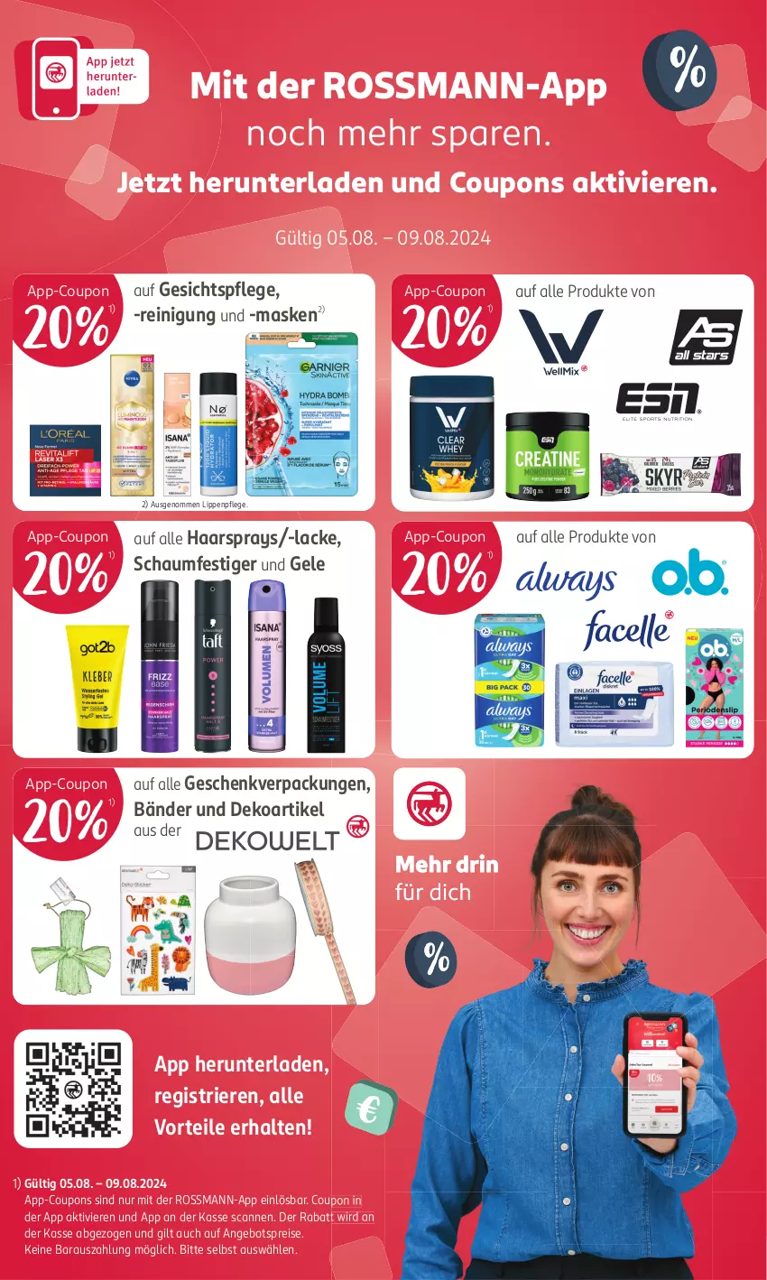 Aktueller Prospekt Rossmann - Prospekte - von 29.07 bis 01.09.2024 - strona 16 - produkty: angebot, angebotspreis, coupon, coupons, eis, gesichtspflege, haarspray, lack, Lacke, Lippenpflege, Maske, Reinigung, reis, schaumfestiger, Ti