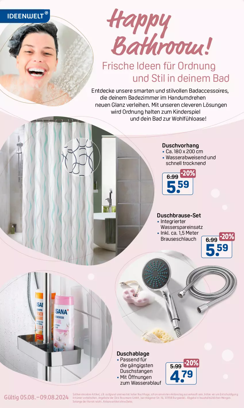 Aktueller Prospekt Rossmann - Prospekte - von 29.07 bis 01.09.2024 - strona 4 - produkty: ACC, accessoires, angebot, angebote, Bad, brause, brauseschlauch, decke, duschvorhang, eis, Kinder, Kinderspiel, schlauch, Ti, wasser, wedel