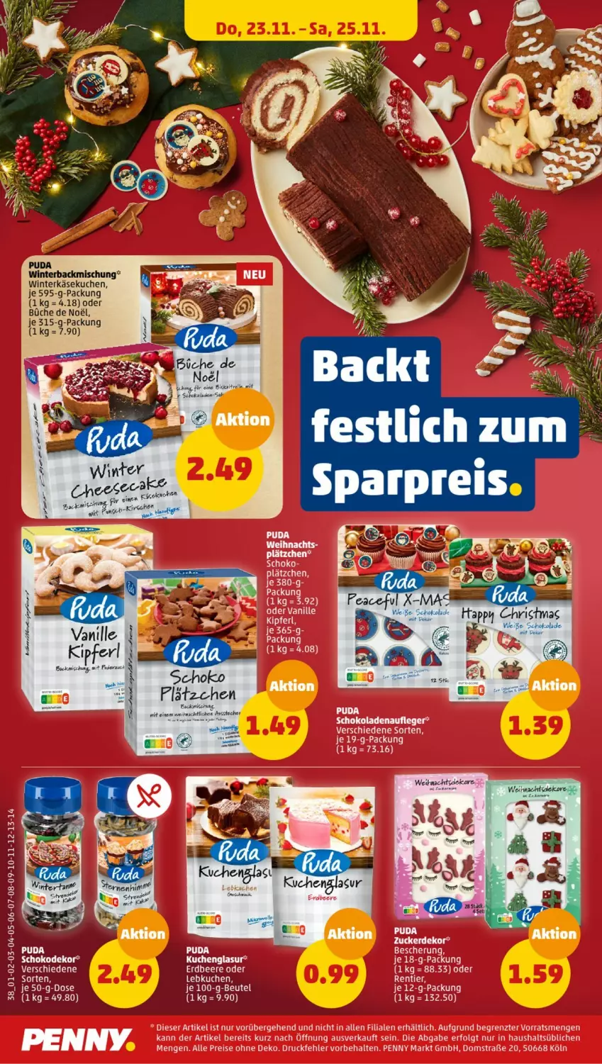 Aktueller Prospekt Penny - Prospekte - von 20.11 bis 25.11.2023 - strona 40 - produkty: Ausstecher, backmischung, beere, eis, erdbeere, Käse, käsekuchen, kuchen, Lätzche, reis, schoko, schokolade, tee, Weiße Schokolade