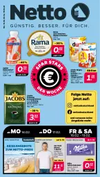 Gazetka promocyjna Netto - Angebote ab Montag - Gazetka - ważna od 19.02 do 19.02.2022 - strona 1 - produkty: angebot, angebote, Bau, baumwolle, bohne, duplo, eis, hanuta, jacobs, jacobs krönung, Kinder, kinder riegel, leine, LG, milch, milka, Müller, müllermilch, rama, reis, riegel, schoko, schokolade, shirt, shirts, T-Shirt, tafelschokolade, Ti, wolle