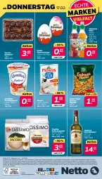 Gazetka promocyjna Netto - Angebote ab Montag - Gazetka - ważna od 19.02 do 19.02.2022 - strona 28 - produkty: alle artikel ohne dekoration, angebot, dekoration, eis, elle, erdnuss, ferrero, flippies, frucht, fruchtjoghurt, funny-frisch, irish whiskey, jameson, joghur, joghurt, kaffee, kaffeekapseln, Kinder, landliebe, nuss, patros, reis, sim, tassimo, Ti, valensina, whiskey