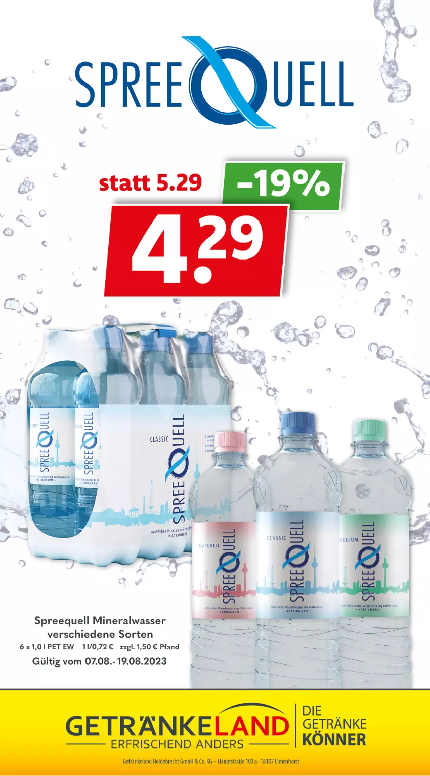 Aktueller Prospekt Getraenkeland - von 07.08 bis 19.08.2023 - strona 10 - produkty: Alwa, mineralwasser, Spreequell, Ti, wasser