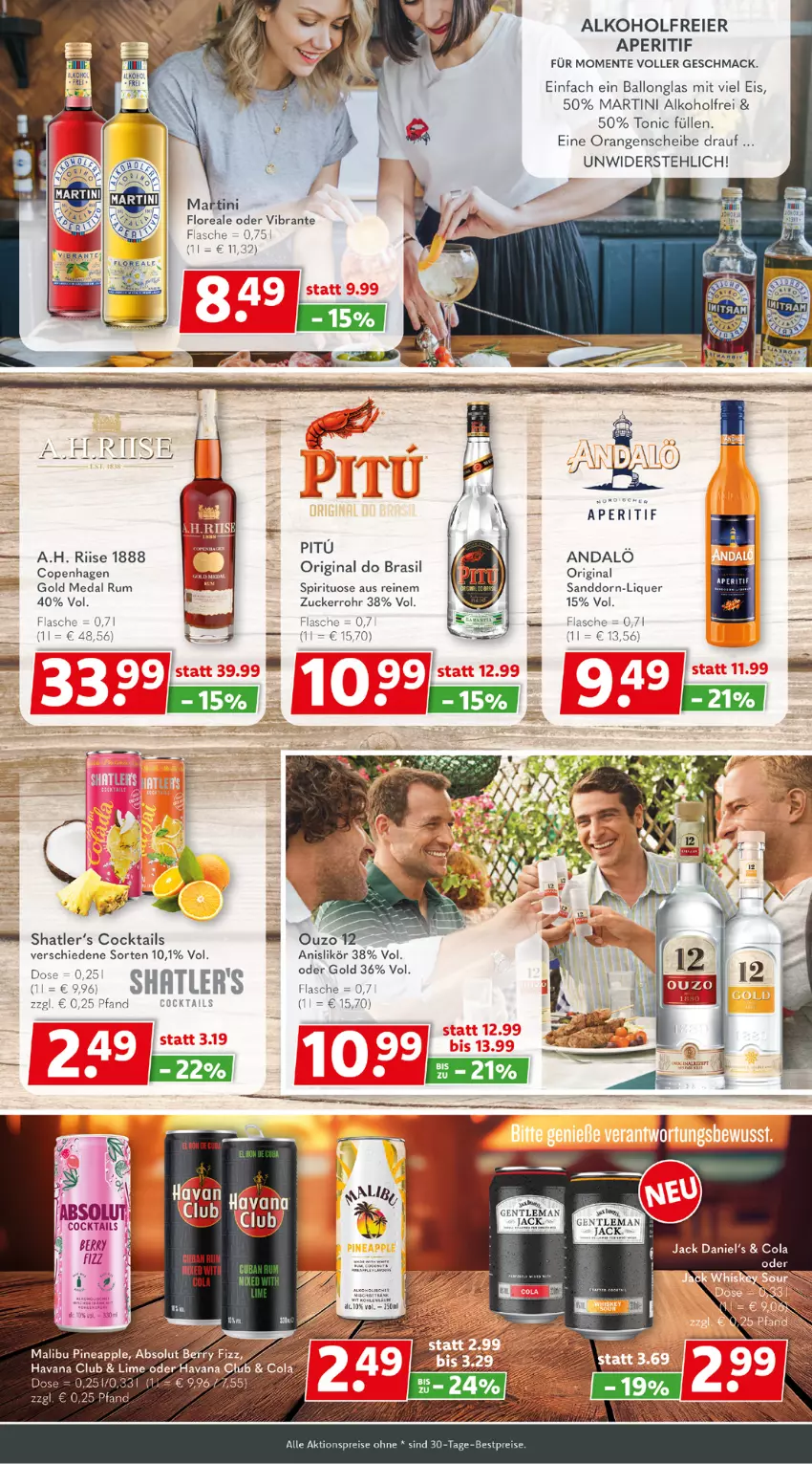 Aktueller Prospekt Getraenkeland - von 07.08 bis 19.08.2023 - strona 7 - produkty: aktionspreis, alkohol, aperitif, ball, bestpreis, bestpreise, cocktail, cocktails, cola, eier, eis, ente, flasche, gin, Havana Club, jack daniel, Jack Daniel’s, likör, loreal, mac, martini, orange, orangen, reis, rum, sanddorn, Ti, tonic, zucker