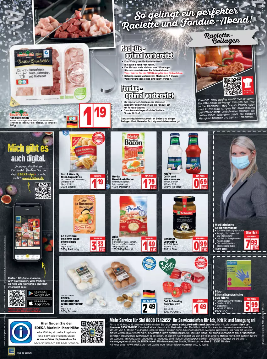 Aktueller Prospekt Edeka - Angebote der Woche - von 27.12.2021 bis 01.01.2022 - strona 20 - produkty: angebot, angebote, arla, bacon, baguette, baguettes, beutel, braun, brot, brötchen, Brühe, bügel, champignon, champignons, deka, eis, elle, erde, finello, fisch, flasche, fleisch, Fondue, Frühstücksspeck, gabel, geback, Gesichtsmaske, grill, handschuhe, herta, ilag, kartoffel, kartoffeln, Käse, knorr, Le Rustique, LG, Maske, medizinprodukt, natur, papier, paprika, pute, Rauch, reis, rezept, Ria, rind, rindfleisch, Salsa, sauce, saucen, Schal, Schale, schamel, schuhe, schwein, schweine, senf, Soße, Speck, telefon, Ti, top-preis, uhr, Vegeta, wein, weine, würzsauce, würzsaucen