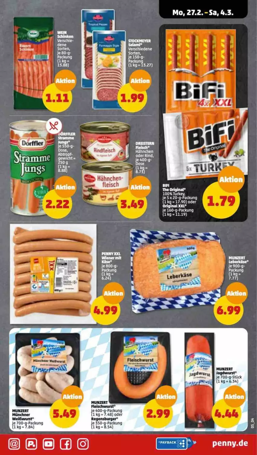 Aktueller Prospekt Penny - Prospekte - von 27.02 bis 04.03.2023 - strona 5 - produkty: burger, eis, fleisch, fleischwurst, gin, jagdwurst, LG, regensburger, Weißwurst, wurst