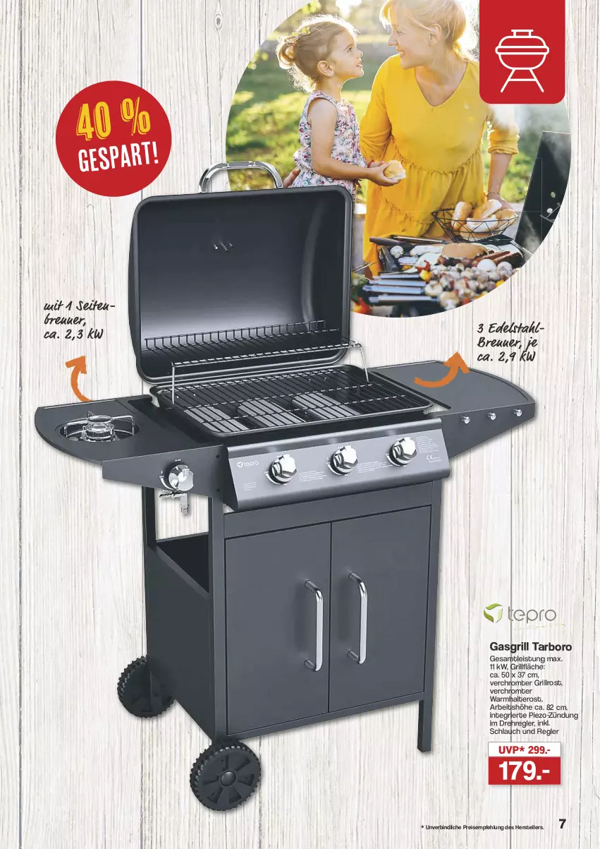 Aktueller Prospekt Famila - Prospekte - von 06.05 bis 31.10.2024 - strona 7 - produkty: edelstahl, eis, elle, gasgrill, grill, grillfläche, grillrost, piezo-zündung, reis, schlauch, teller