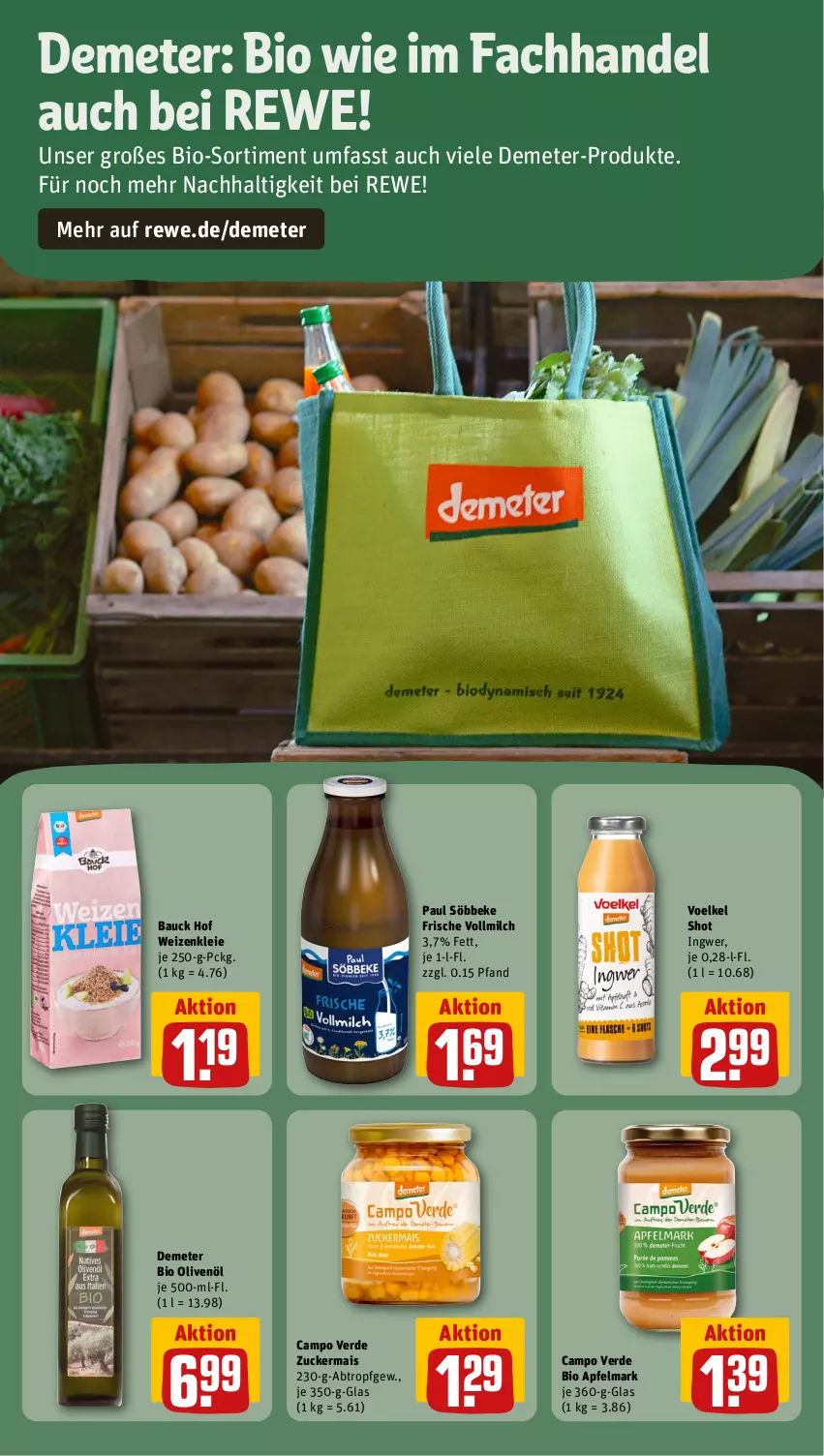 Aktueller Prospekt Rewe - Prospekte - von 19.02 bis 24.02.2024 - strona 16 - produkty: apfel, Bau, bio, Campo Verde, erde, ingwer, mais, milch, olive, oliven, olivenöl, söbbeke, Ti, vollmilch, zucker, zuckermais