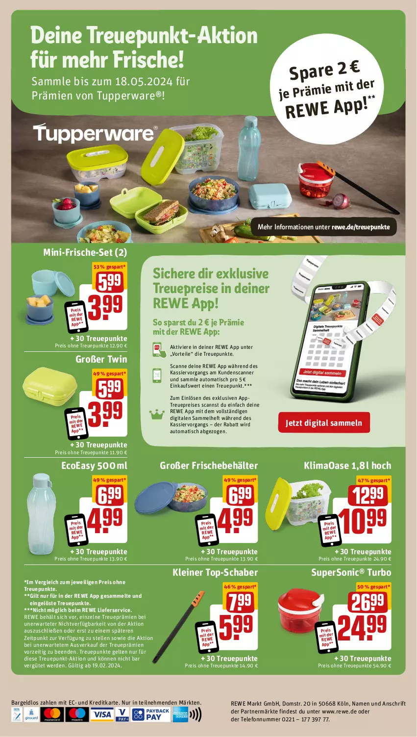 Aktueller Prospekt Rewe - Prospekte - von 19.02 bis 24.02.2024 - strona 20 - produkty: auto, Behälter, eis, elle, erde, leine, lieferservice, reis, Scanner, telefon, Ti, tisch, Top-Schaber, Tupperware