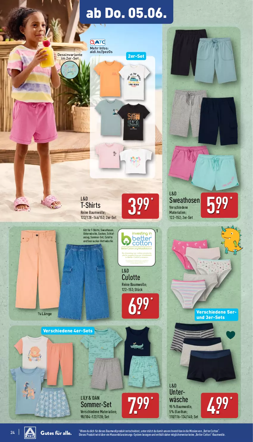 Aktueller Prospekt Aldi Nord - Von Montag - von 02.06 bis 07.06.2025 - strona 24 - produkty: aldi, Anzug, Bau, baumwolle, bett, bettwäsche, eis, hose, hosen, Ria, rwe, Schlafanzug, seersucker, Seersucker-Bettwäsche, shirt, shirts, socken, Sweathose, T-Shirt, Ti, Unterwäsche, wolle