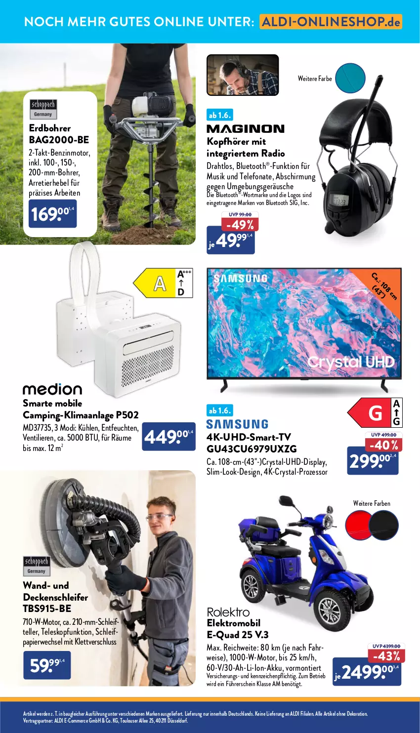 Aktueller Prospekt Aldi Nord - Von Montag - von 02.06 bis 07.06.2025 - strona 34 - produkty: akku, aldi, alle artikel ohne dekoration, Bau, decke, dekoration, Draht, eis, Elektro, elle, erde, kopfhörer, li-ion-akku, papier, quad, Radio, rwe, Schleifpapier, telefon, Teleskop, teller, Ti, uhd