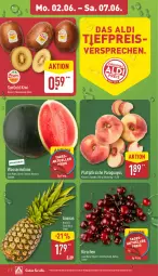 Gazetka promocyjna Aldi Nord - Von Montag - Gazetka - ważna od 07.06 do 07.06.2025 - strona 2 - produkty: aldi, ananas, eis, Elan, kirsch, kirsche, kirschen, kiwi, melone, paraguayos, pfirsich, pfirsiche, plattpfirsiche, reis, Schal, Schale, Ti, wasser, wassermelone, Yo, ZTE