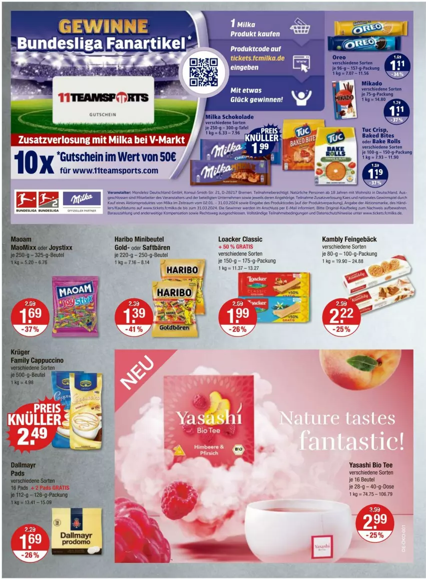 Aktueller Prospekt Vmarkt - Prospekte - von 08.02 bis 14.02.2024 - strona 8 - produkty: beutel, bio, dallmayr, dallmayr prodomo, Fanartikel, gutschein, haribo, LG, milka, prodomo, saft, Sport, tee, Ti