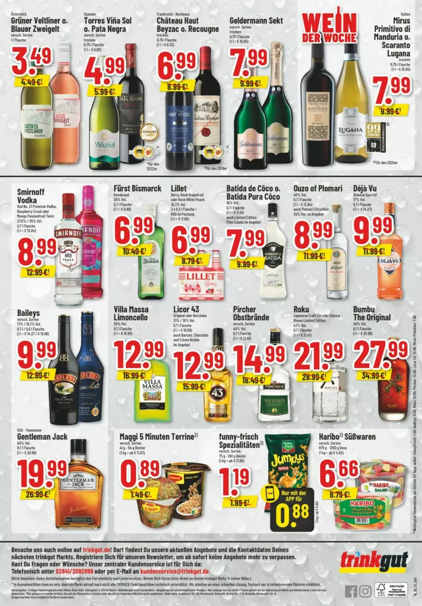 Aktueller Prospekt Trinkgut - Prospekte - von 04.05 bis 10.05.2025 - strona 6 - produkty: angebot, angebote, auer, baileys, batida, bismarck, blauer zweigelt, Bumbu, cola, creme, eis, elle, flasche, funny-frisch, geldermann, gin, grüner veltliner, haribo, licor, licor 43, lillet, limo, maggi, obst, Ofen, ouzo, pircher, premium vodka, primitivo, raspberry, reis, Ria, sekt, Spezi, telefon, terrine, Ti, vodka, ZTE, Zweigelt