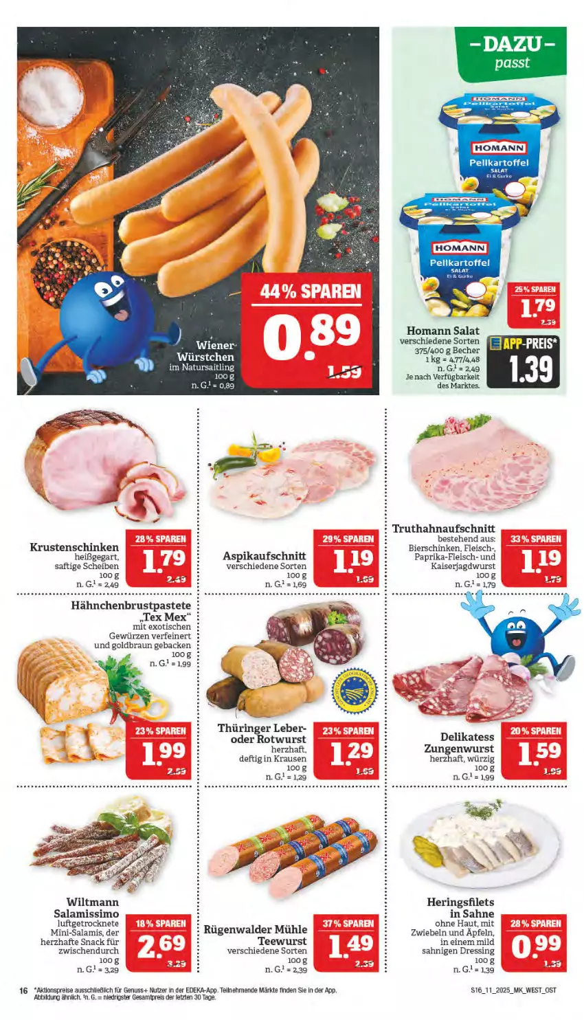 Aktueller Prospekt Marktkauf - Prospekt - von 09.03 bis 15.03.2025 - strona 16 - produkty: aktionspreis, aufschnitt, Becher, bier, bierschinken, braun, deka, dressing, eis, filet, filets, fleisch, geback, gewürz, gin, hähnchenbrust, hering, Herings, heringsfilets, homann, jagdwurst, Kaiser, kartoffel, Krustenschinken, Mini-Salami, mit zwiebeln, natur, nuss, paprika, pastete, reis, ring, Rotwurst, rügenwalder, rügenwalder mühle, saft, sahne, salami, salat, schinken, sim, snack, tee, teewurst, Ti, tisch, truthahn, wiener, wiltmann, wurst, ZTE, zwiebel, zwiebeln