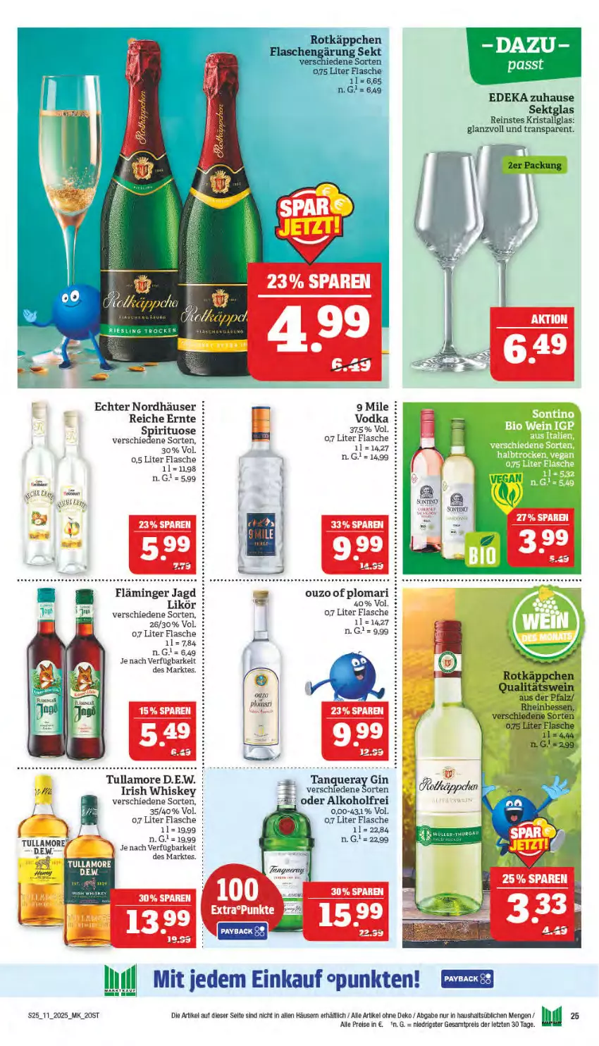 Aktueller Prospekt Marktkauf - Prospekt - von 09.03 bis 15.03.2025 - strona 25 - produkty: alkohol, bier, deka, eis, flasche, gin, irish whiskey, LG, likör, ouzo, qualitätswein, reis, rotkäppchen, sekt, Tanqueray, tee, Ti, tullamore, vodka, wein, whiskey, ZTE