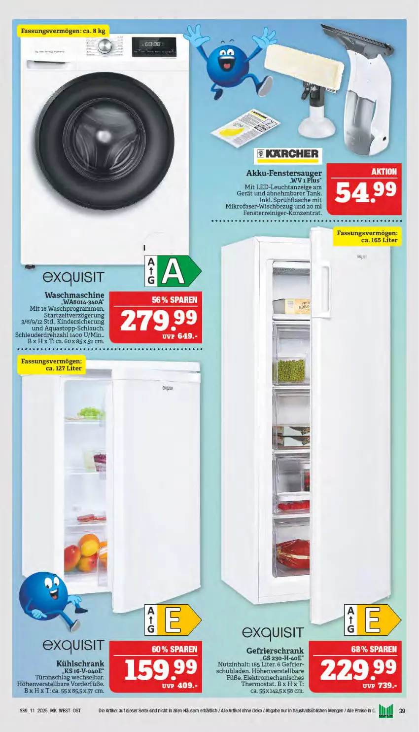 Aktueller Prospekt Marktkauf - Prospekt - von 09.03 bis 15.03.2025 - strona 39 - produkty: akku, aqua, aquastop, eis, Elektro, fenster, fenstersauger, flasche, gefrierschrank, HP, Kinder, kühlschrank, mikrofaser, reiniger, reis, schlauch, Schrank, schubladen, sprühflasche, tee, thermostat, Ti, türanschlag wechselbar, waschmaschine