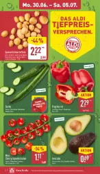 Gazetka promocyjna Aldi Nord - Von Montag - Gazetka - ważna od 05.07 do 05.07.2025 - strona 2 - produkty: aldi, avocado, eis, elle, Frühkartoffeln, gurke, kartoffel, kartoffeln, paprika, paprika rot, reis, rispentomaten, Schal, Schale, speisefrühkartoffeln, Ti, tomate, tomaten, ZTE