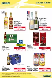 Gazetka promocyjna Metro - Wochen-Angebote Händler - Gazetka - ważna od 20.09 do 20.09.2025 - strona 3 - produkty: angebot, bier, bohne, bohnen, brut, brut dargent, caffè crema, chardonnay, coupon, de blancs, duplo, ecco, espresso, ferrero, flasche, frucht, fruchtsecco, getränk, getränke, gösser, Havana Club, Kinder, lavazza, meica, Metro, metro gastro, natur, Palette, pfirsich, radler, regal, riegel, rotkäppchen, sekt, Ti, würstchen