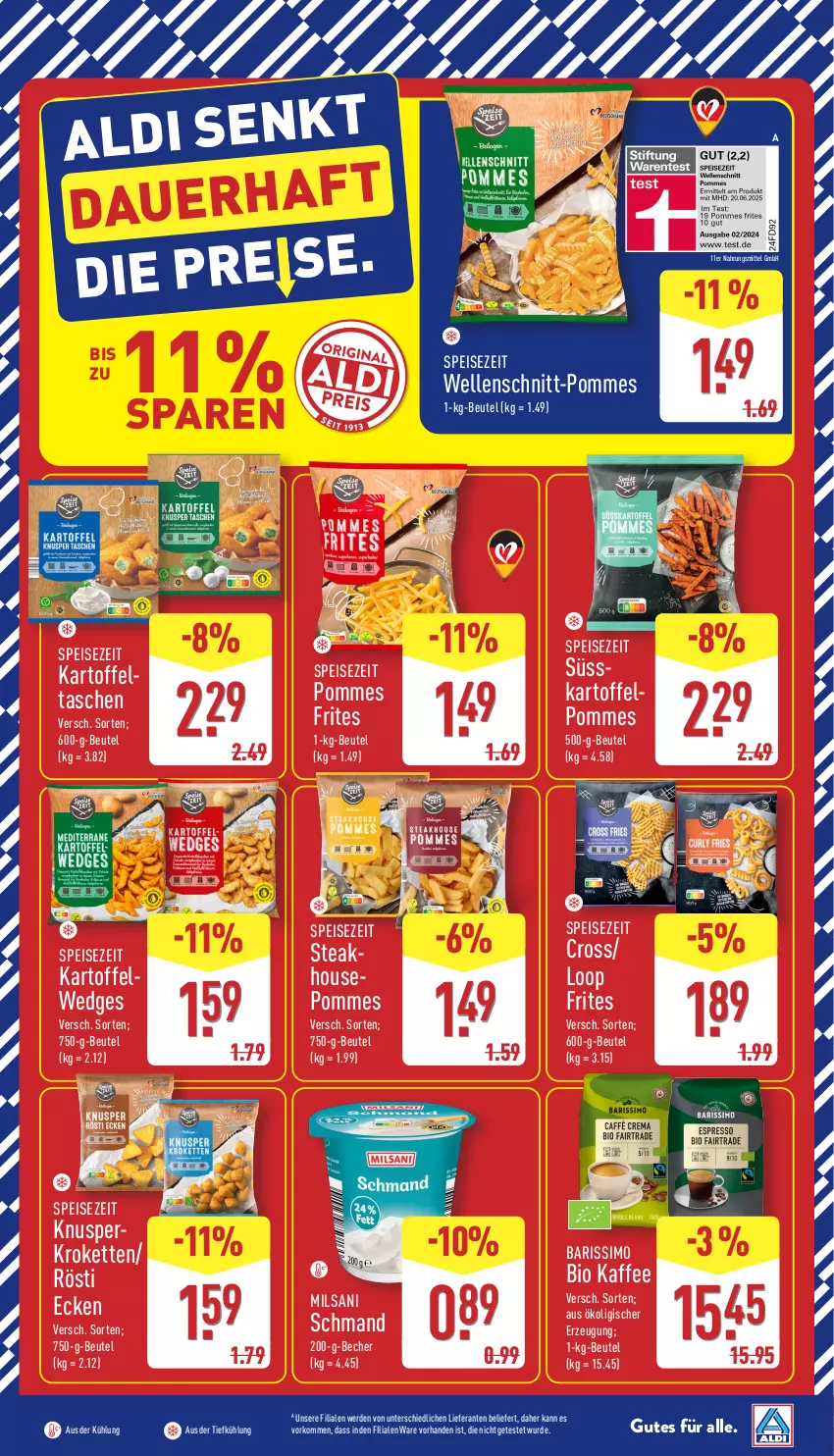 Aktueller Prospekt Aldi Nord - Von Montag - von 29.09 bis 04.10.2025 - strona 3 - produkty: aus der tiefkühlung, Becher, beutel, bio, eis, elle, erde, kaffee, kartoffel, Kartoffeltaschen, Kette, Kroketten, pommes, Pommes Frites, schmand, sim, steak, Tasche, taschen, Ti, wedges