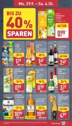 Gazetka promocyjna Aldi Nord - Von Montag - Gazetka - ważna od 04.10 do 04.10.2025 - strona 10 - produkty: alkohol, burgunder, Cap, captain morgan, cocktail, eier, eis, eistee, flasche, frucht, gerolsteine, gerolsteiner, gin, grauburgunder, krombache, krombacher, limo, mojito, pfanne, Pfanner, rotkäppchen, saft, schweppes, sekt, steiner, tee, Ti, valensina, wein, Weißwein, ZTE