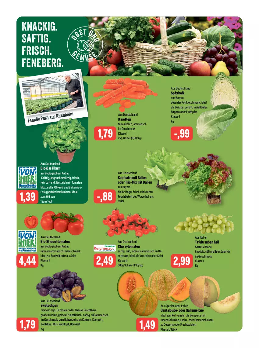 Aktueller Prospekt Feneberg - Prospekte - von 24.08 bis 26.08.2023 - strona 6 - produkty: auer, ball, balsam, balsamico, basilikum, Bau, beutel, bio, bio-basilikum, brot, cherrytomaten, dessert, desserts, eintöpfe, eis, ente, essig, farmerschinken, fleisch, frucht, früchte, fruchtfleisch, galiamelone, ilag, karotten, konfitüre, kopfsalat, kuchen, lachs, LG, mac, melone, mozzarella, obst, olive, oliven, olivenöl, ortenauer, Rauch, rel, Ria, rum, Rumtopf, saft, salat, salate, Schal, Schale, schinken, spitzkohl, strauchtomaten, suppe, suppen, tafeltrauben, Ti, tisch, tomate, tomaten, topf, trauben, vorspeise