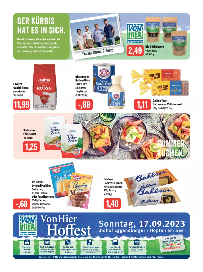 Aktueller Prospekt Feneberg - Prospekte - von 24.08 bis 26.08.2023 - strona 8 - produkty: bahlsen, bärenmarke, Berger, beutel, bio, bohne, bohnen, burger, butter, comtess, comtess kuchen, creme, Dr. Oetker, eis, Elan, elle, ente, erde, flasche, gin, golden toast, kaffee, Kinder, korn, kuchen, Kürbis, kürbiskerne, lavazza, mac, milch, pudding, ravensburger, reis, Ria, snack, Spiele, südzucker, Ti, toast, uhr, Zelt, zucker