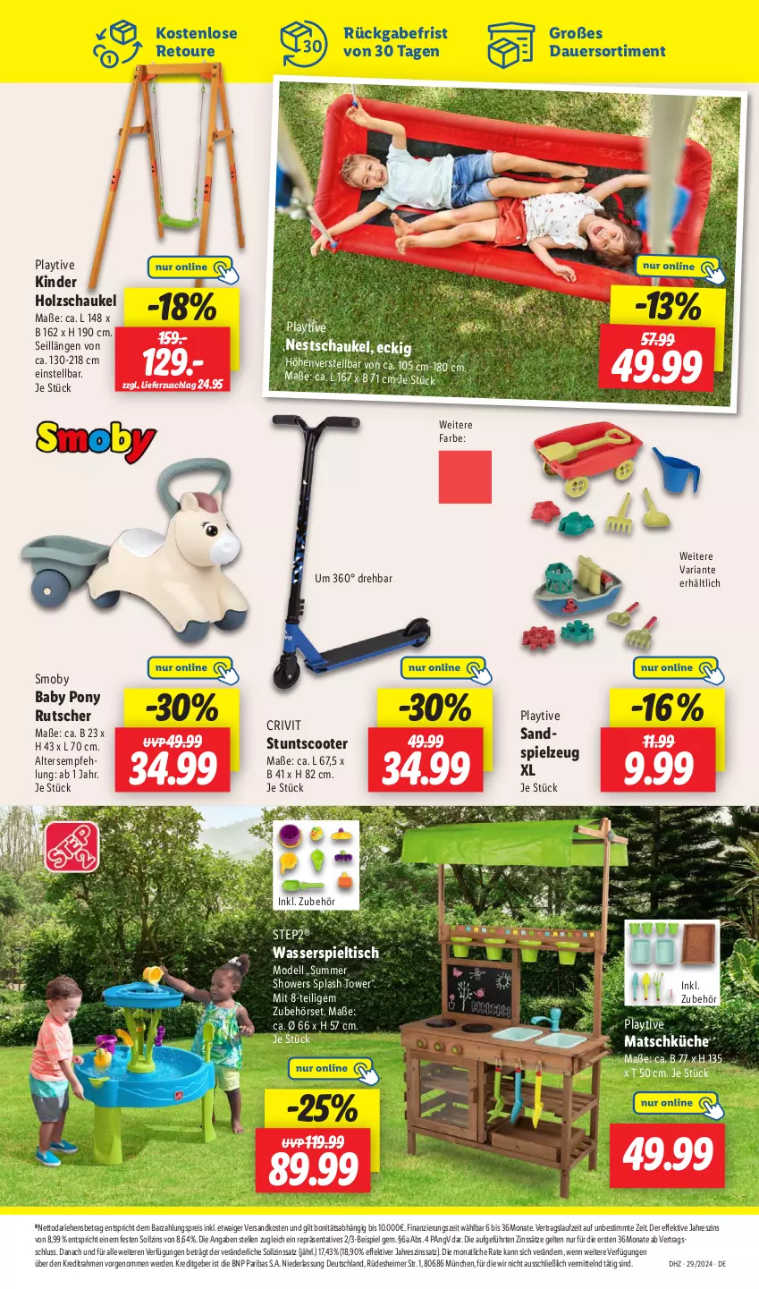 Aktueller Prospekt Lidl - Aktionsprospekt - von 15.07 bis 20.07.2024 - strona 49 - produkty: auer, crivit, dell, eimer, eis, elle, erde, Holz, Kinder, küche, Mode, ndk, reis, Ria, Schaukel, scooter, Spieltisch, spielzeug, Ti, tisch, wasser