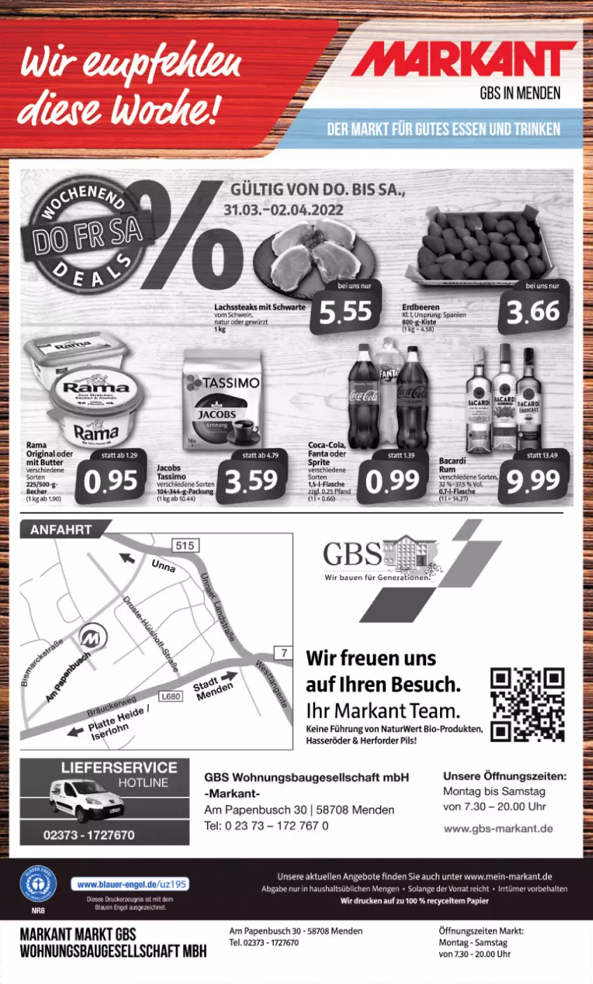 Aktueller Prospekt Markant - Prospekte - von 28.03 bis 02.04.2022 - strona 16 - produkty: angebot, angebote, Bau, beere, beeren, bio, eier, eis, elle, erdbeere, erdbeeren, flasche, gewürz, hasseröder, lachs, lieferservice, natur, papier, pils, rwe, schwein, sim, steak, steaks, tassimo, Ti, uhr, wein