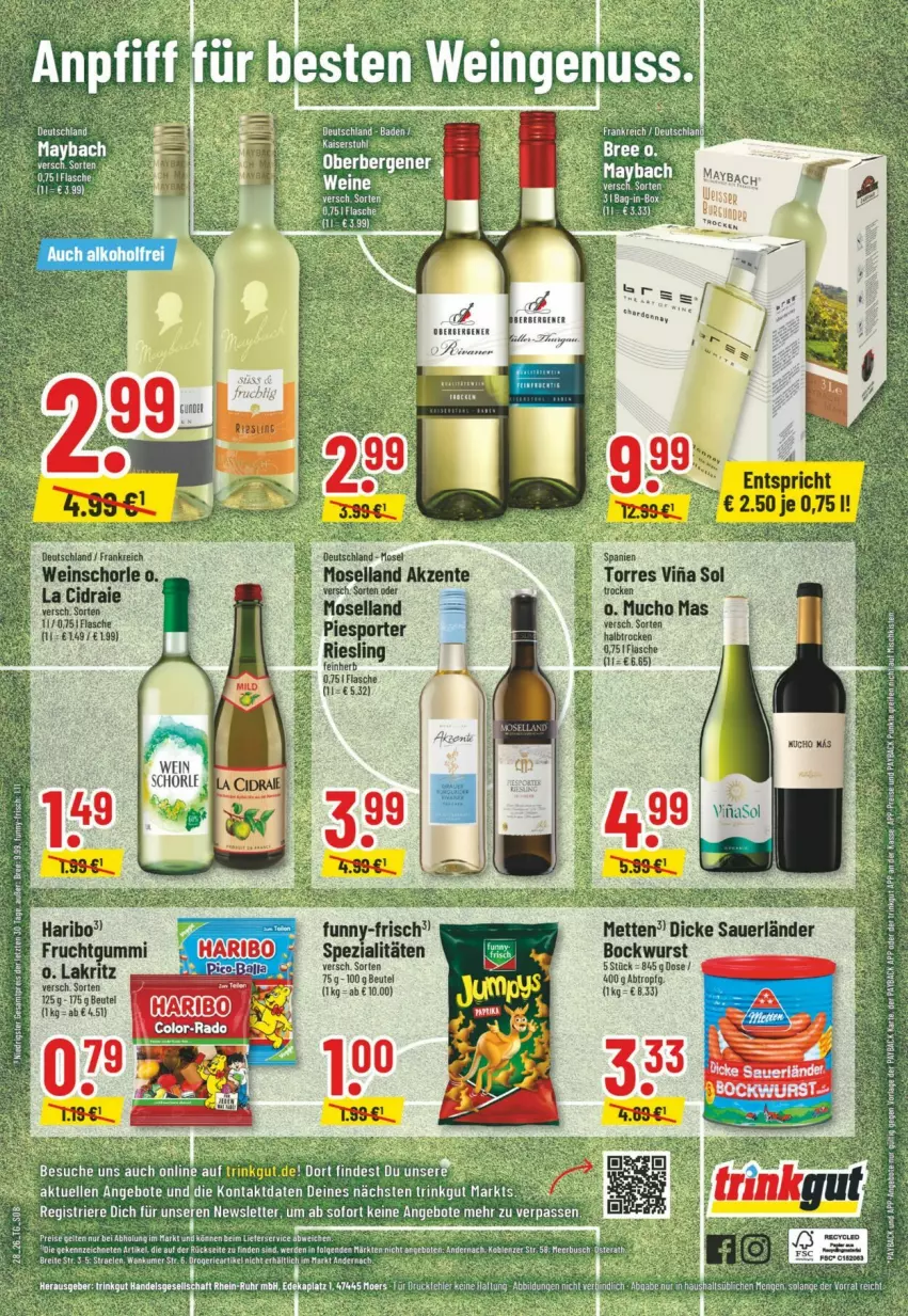 Aktueller Prospekt Trinkgut - Prospekte - von 05.07 bis 11.07.2026 - strona 10 - produkty: angebot, angebote, beutel, bockwurst, ente, flasche, frucht, fruchtgummi, funny-frisch, haribo, Lakritz, moselland, Spezi, wurst