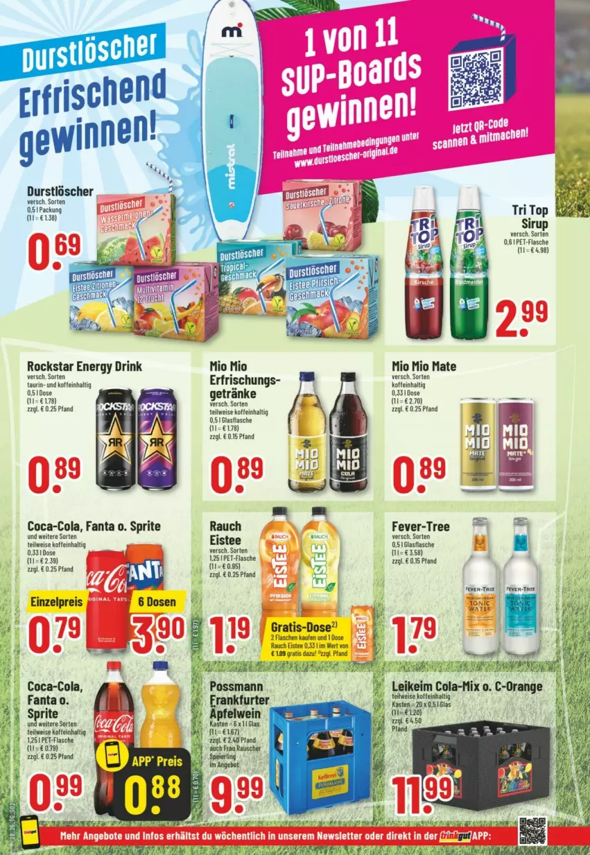 Aktueller Prospekt Trinkgut - Prospekte - von 05.07 bis 11.07.2026 - strona 2 - produkty: coca-cola, cola, drink, durstlöscher, eis, eistee, energy drink, fanta, fever-tree, flasche, getränk, getränke, glasflasche, Mio Mio, pet-flasche, Rauch, reis, Rockstar, sprite, Tasche, tee, Ti