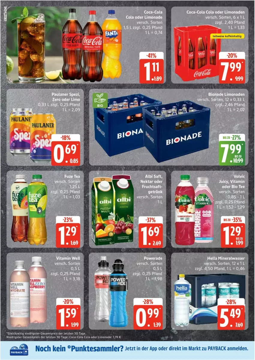 Aktueller Prospekt Edeka - Prospekte - von 25.08 bis 30.08.2025 - strona 16 - produkty: coca-cola, cola, eis, limo, limonade, Paula, paulaner, payback, reis, tesa, Ti, ZTE
