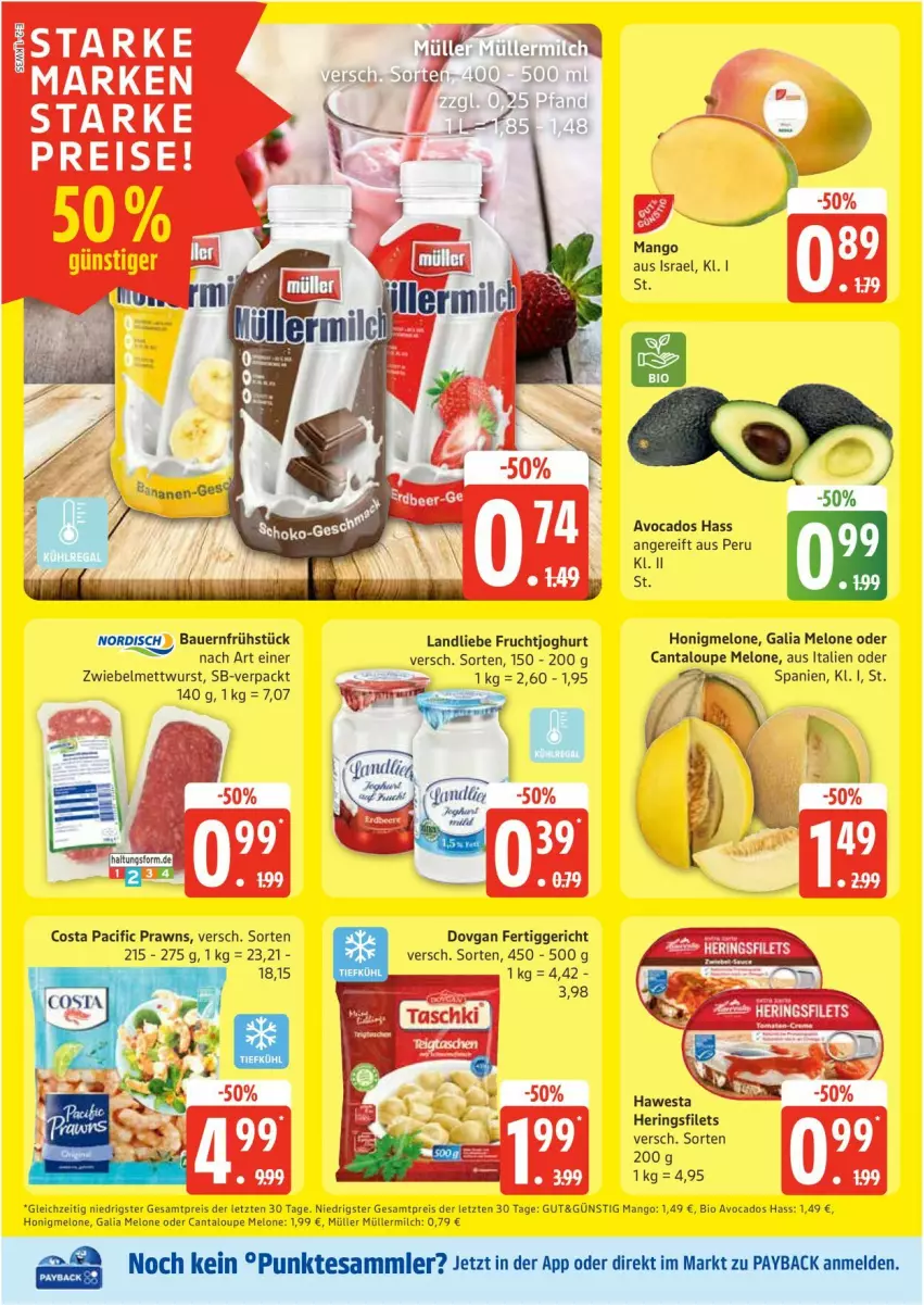 Aktueller Prospekt Edeka - Prospekte - von 25.08 bis 30.08.2025 - strona 2 - produkty: auer, avocado, avocados, Bau, Bauer, bio, Cif, dovgan, eis, fertiggericht, filet, filets, frucht, fruchtjoghurt, hawesta, hering, Herings, heringsfilets, honig, honigmelone, joghur, joghurt, landliebe, mango, melone, Mett, mettwurst, milch, Müller, müllermilch, payback, prawns, reis, ring, tesa, Ti, wurst, ZTE, zwiebel, zwiebelmettwurst
