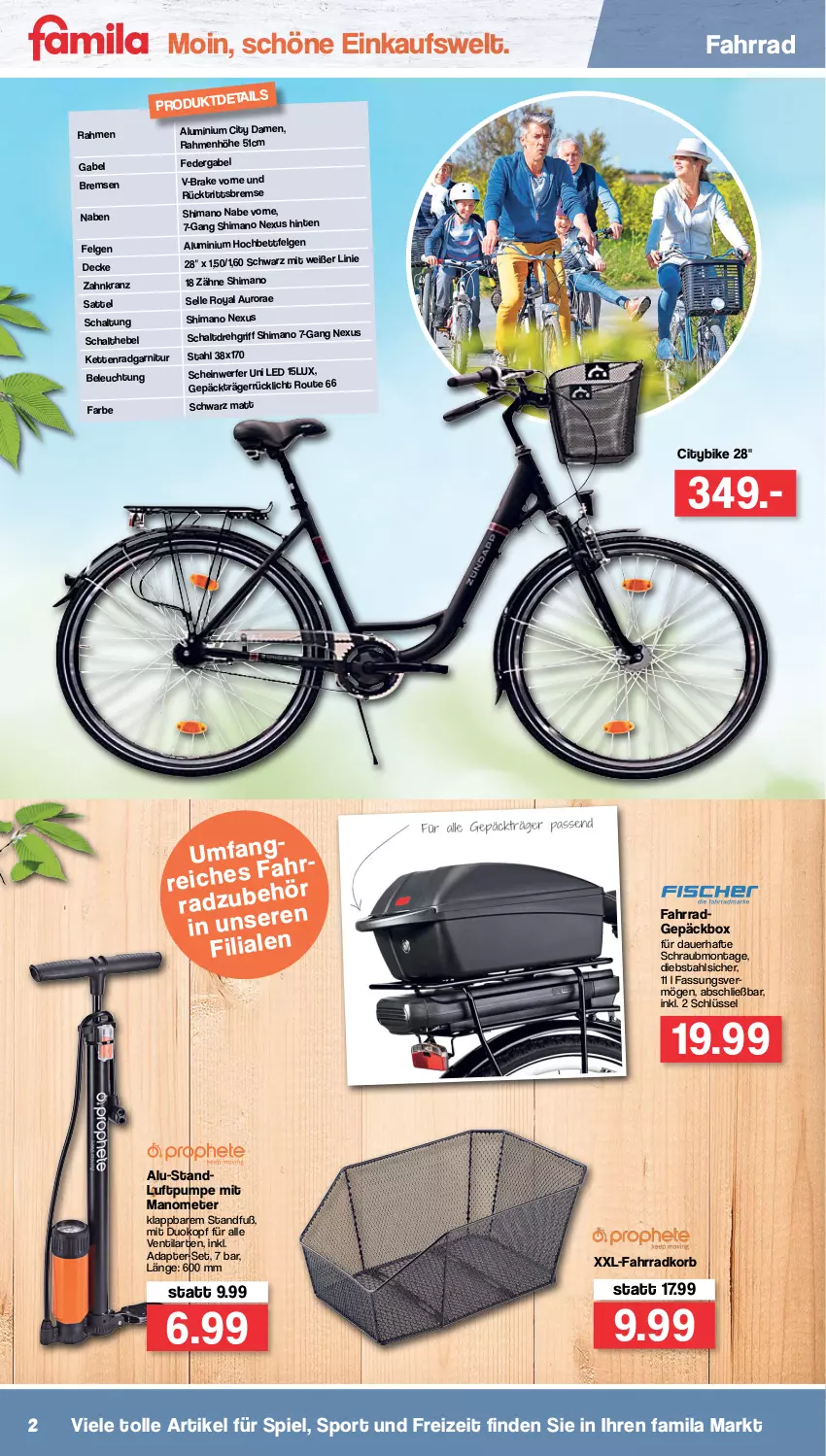 Aktueller Prospekt Famila - Prospekte - von 02.05 bis 07.05.2022 - strona 2 - produkty: adapter, auer, beleuchtung, bett, decke, elle, Fahrrad, felgen, gabel, garnitur, hochbett, Kette, korb, Kranz, LG, nexus, rücklicht, sattel, Schal, shimano, Sport, Ti